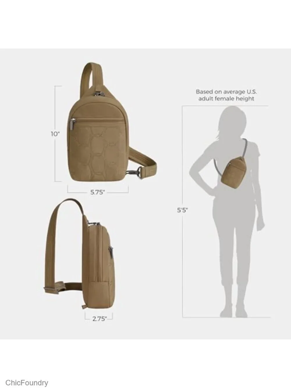 Anti-Theft Nylon Sling Crossbody Bag with RFID Blocking
